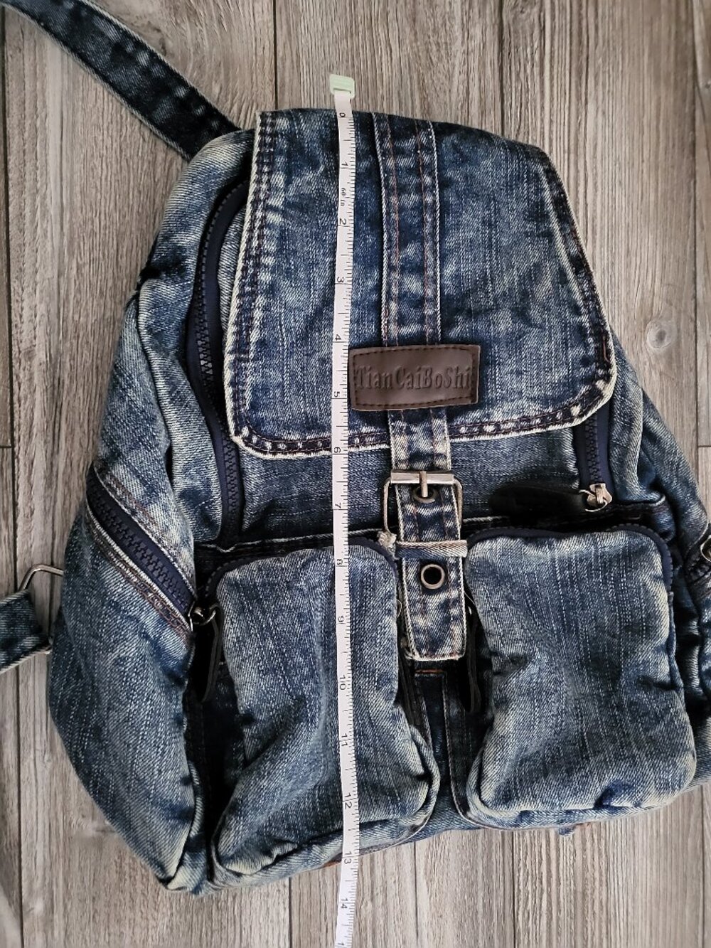 Acid Wash Denim Mini Backpack Rucksack - Picture 11 of 16